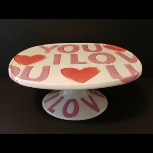 Valentine's Day Ceramic Footed Cake Plate Stand